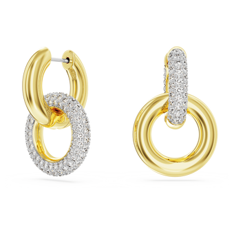 swarovski dextera hoop earrings  asymmetrical design  interlocking loop  white  18k gold finish