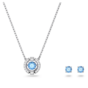 swarovski una set round cut blue rhodium plated