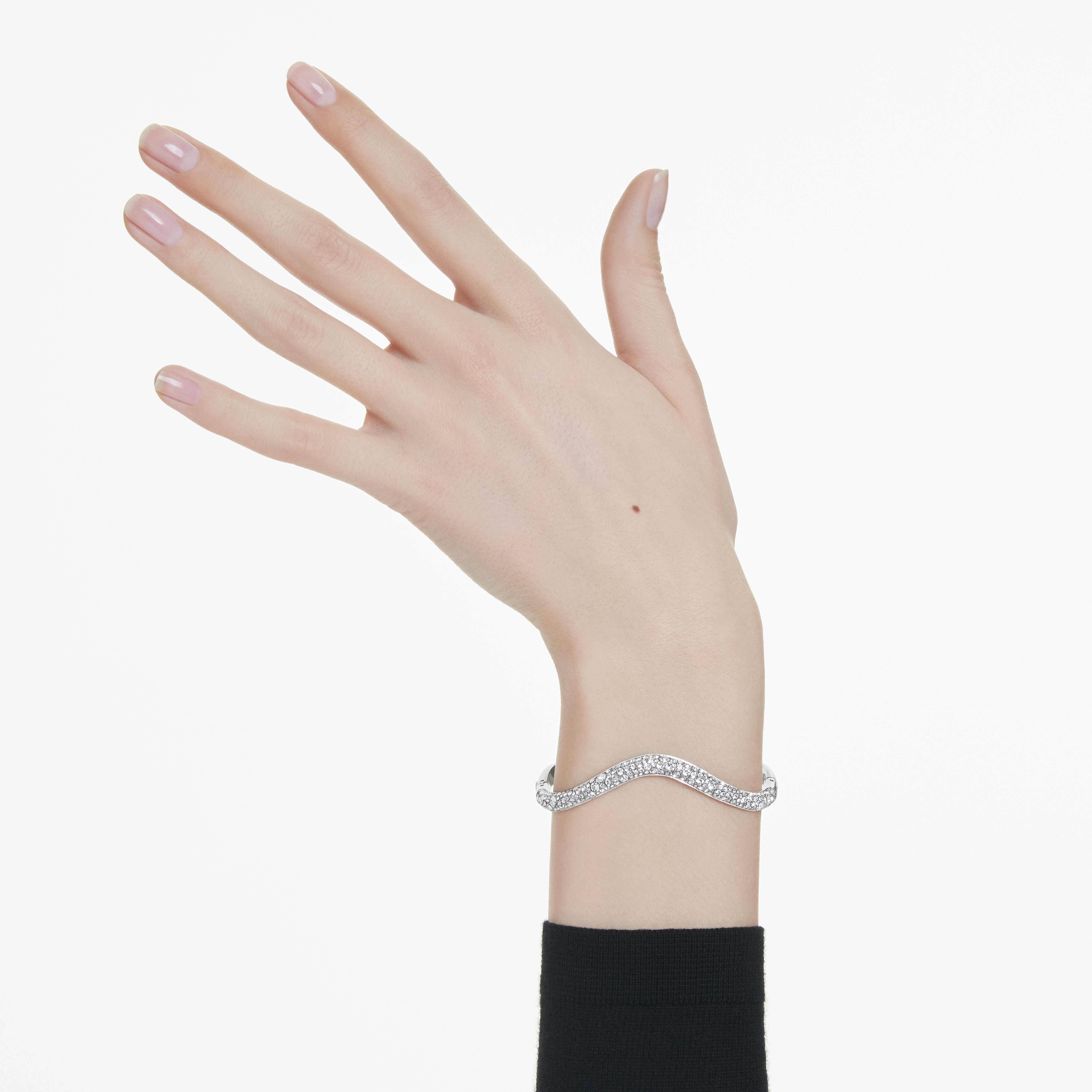 swarovski sublima bangle  round cut  white  rhodium plated