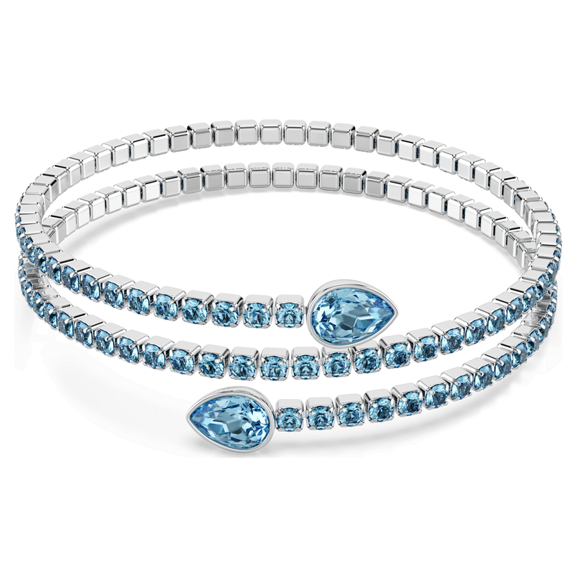 swarovski twisty cuff  mixed cuts  blue  rhodium plated