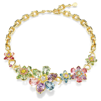 swarovski idyllia necklace  mixed cuts  flower  multicolored  gold tone plated