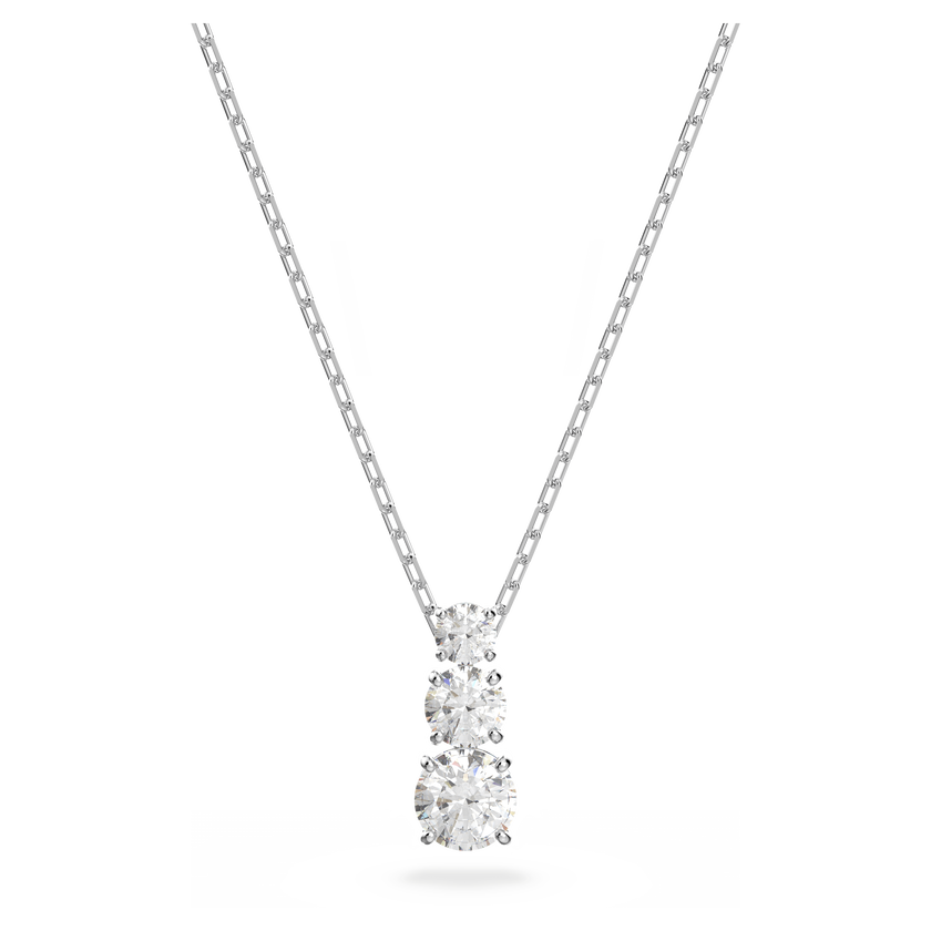 swarovski stilla attract pendant  round cut  white  rhodium plated