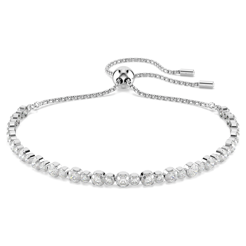 swarovski matrix tennis bracelet  mixed round cuts  white  rhodium plated