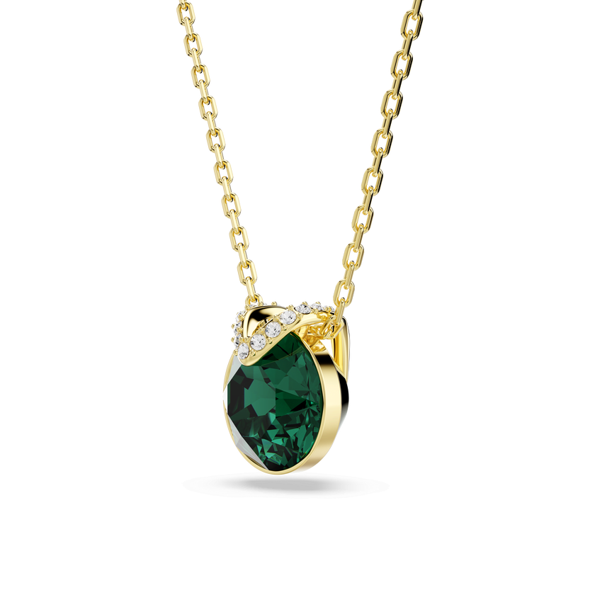 swarovski bella v pendant  round cut  green  18k gold finish