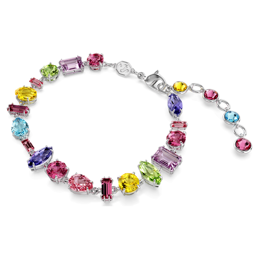 swarovski gema bracelet  mixed cuts  multicolored  rhodium plated