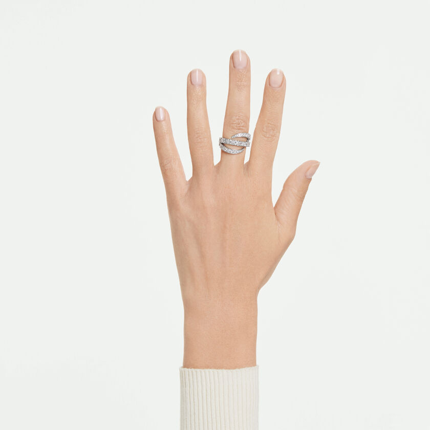 swarovski vienna ring  mixed cuts  swan  white  rhodium plated