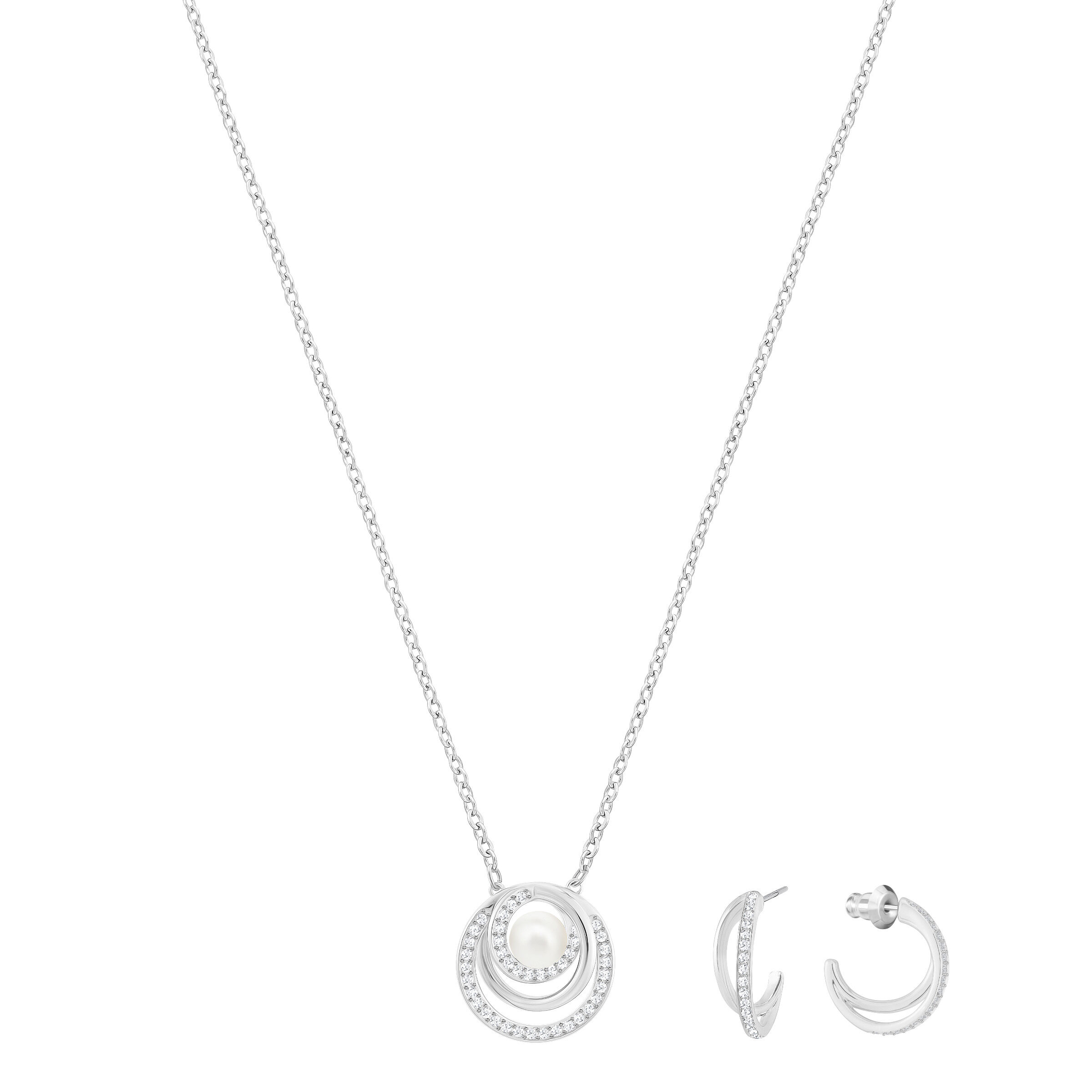 swarovski free set  white  rhodium plated