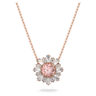 swarovski sunshine pendant mixed cuts sun pink rose gold tone plated