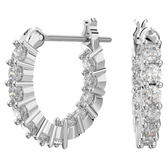 swarovski matrix vittore hoop earrings round cut white rhodium plated