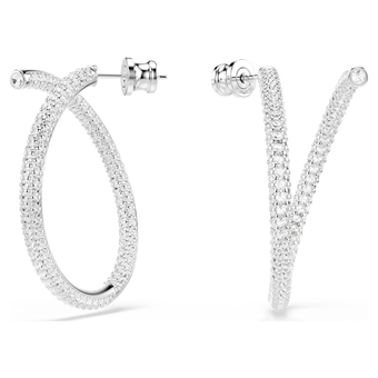 swarovski dextera hoop earrings  round cut  white  rhodium plated