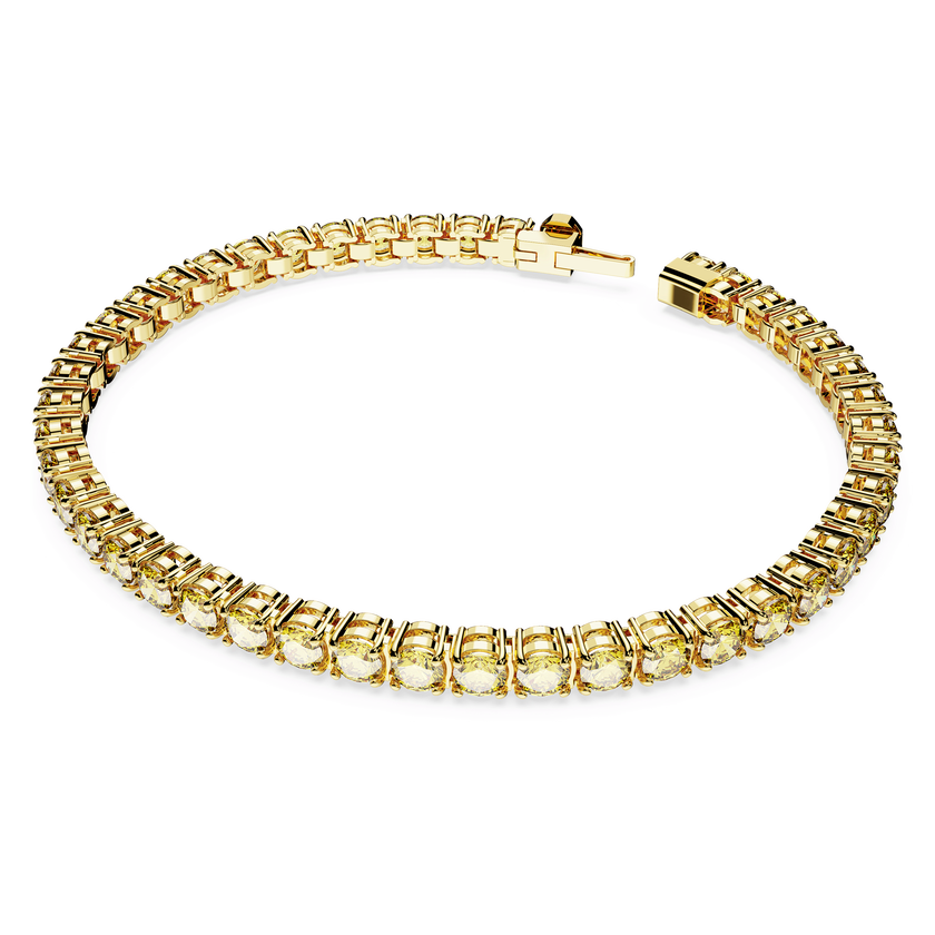 swarovski matrix tennis bracelet  round cut  yellow  gold tone plated