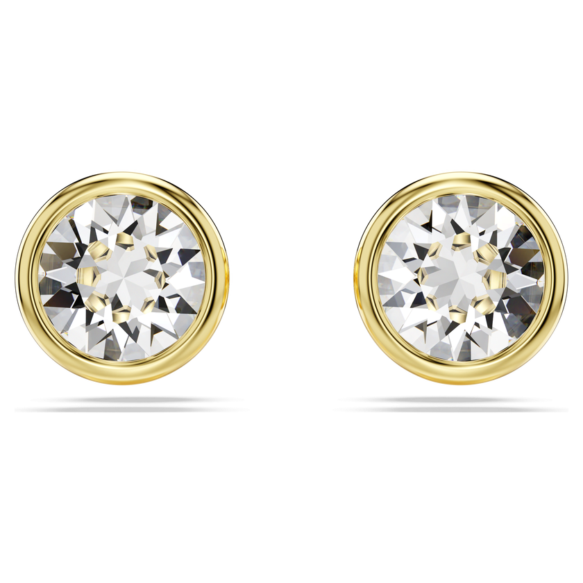 swarovski imber stud earrings  round cut  white  gold tone plated