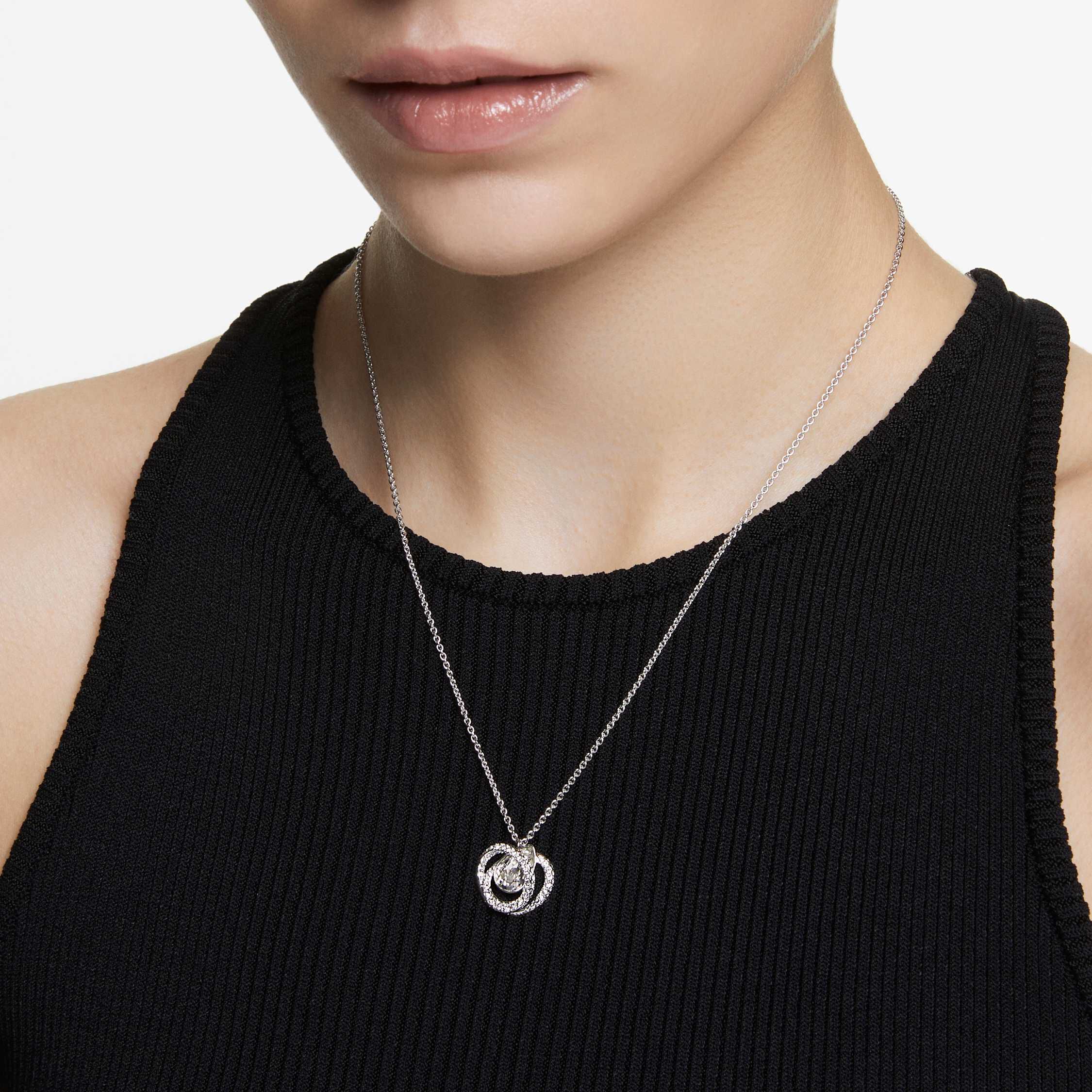 swarovski generation pendant  white  rhodium plated