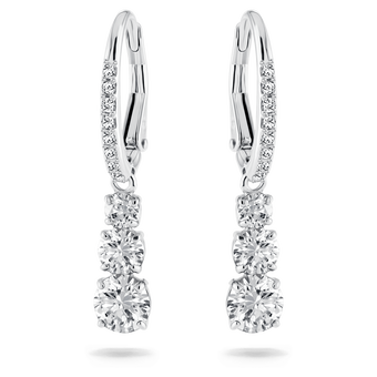 swarovski stilla attract hoop earrings round cut white rhodium plated