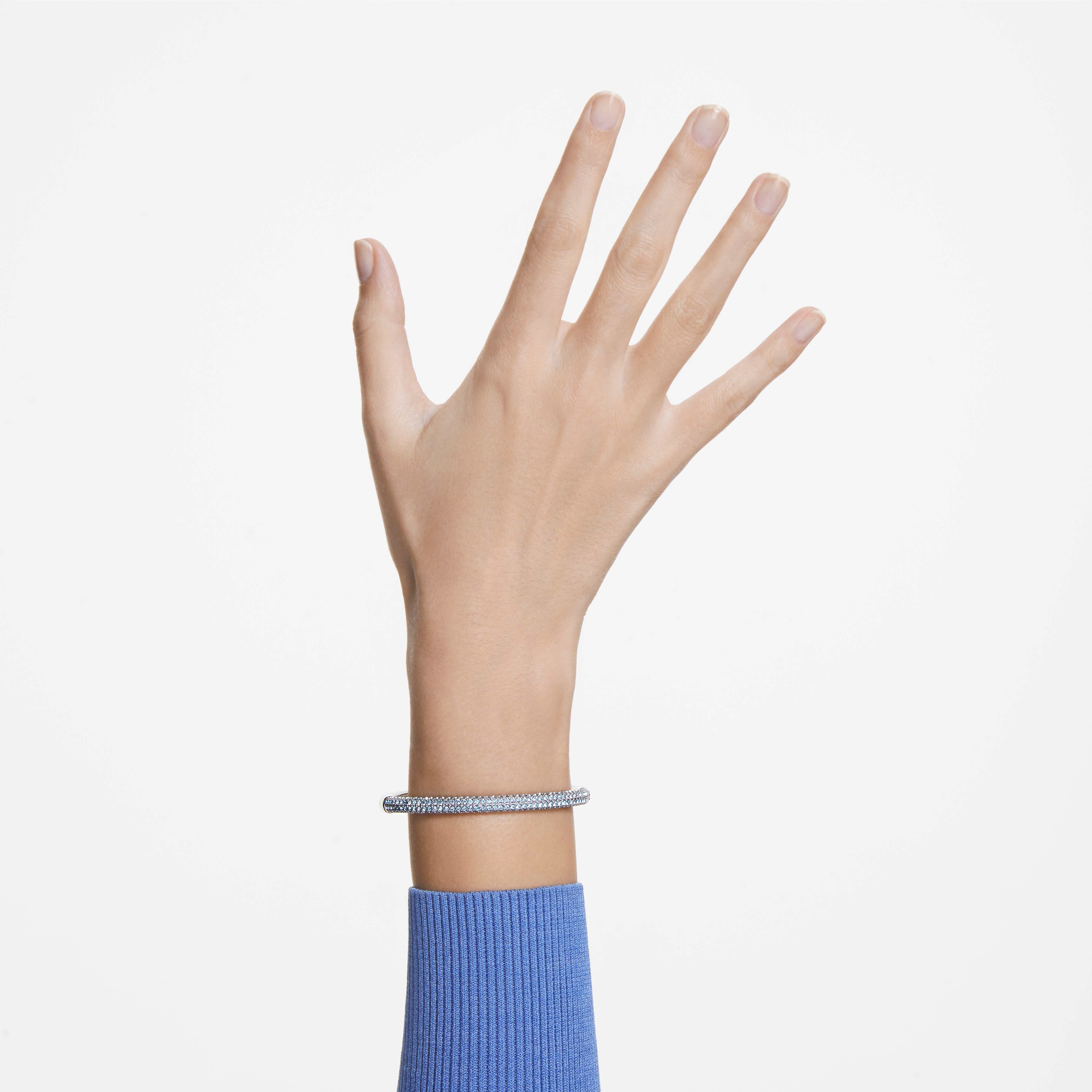 swarovski stone bangle  blue  stainless steel