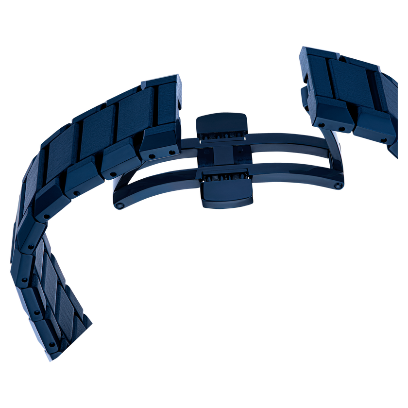 swarovski dextera chrono watch  39mm  swiss made  metal bracelet  blue  blue finish