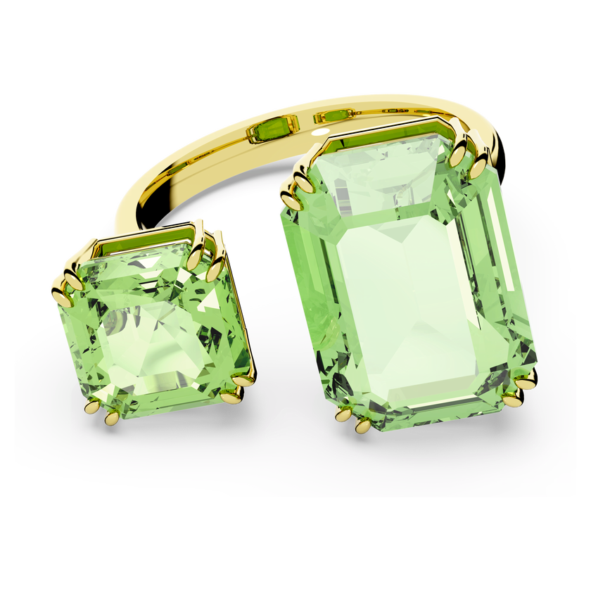 swarovski millenia cocktail ring  octagon cut crystals  green  gold tone plated