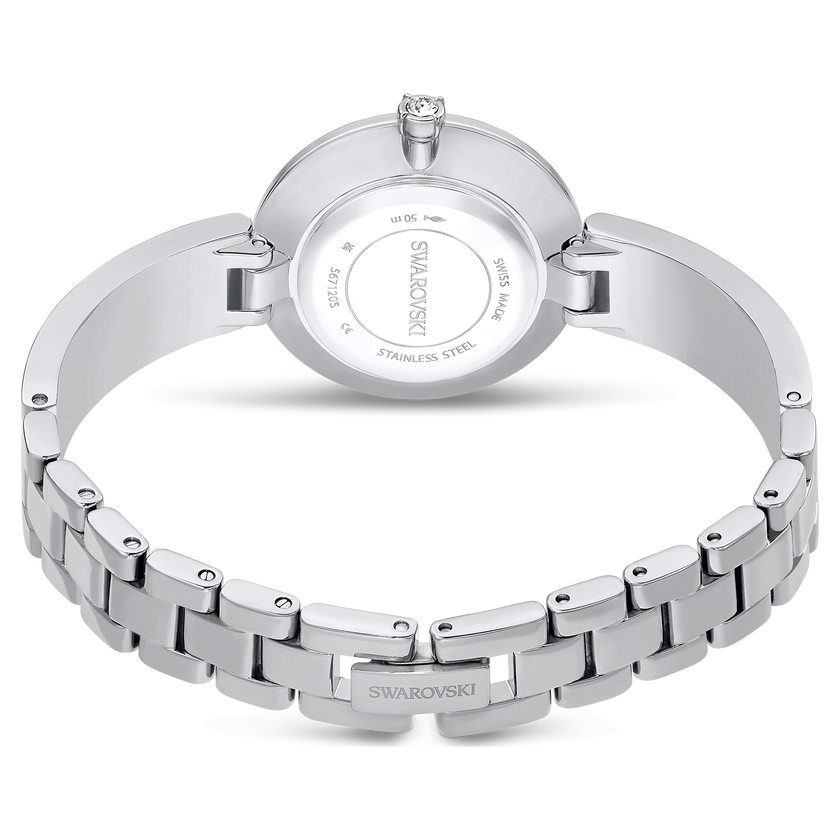 swarovski illumina watch  swiss made  metal bracelet  silver tone  stainless steel