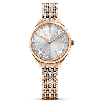 swarovski attract watch  metal bracelet  white  rose gold tone pvd