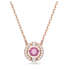 Swarovski Sparkling Dance Round Necklace, Red, Rose-gold tone plated