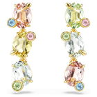 swarovski gema drop earrings asymmetrical design mixed cuts multicolored gold tone plated