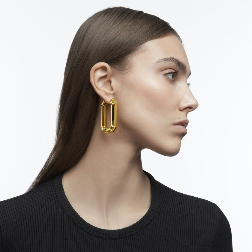 Lucent hoop earrings, Yellow, Rhodium plated