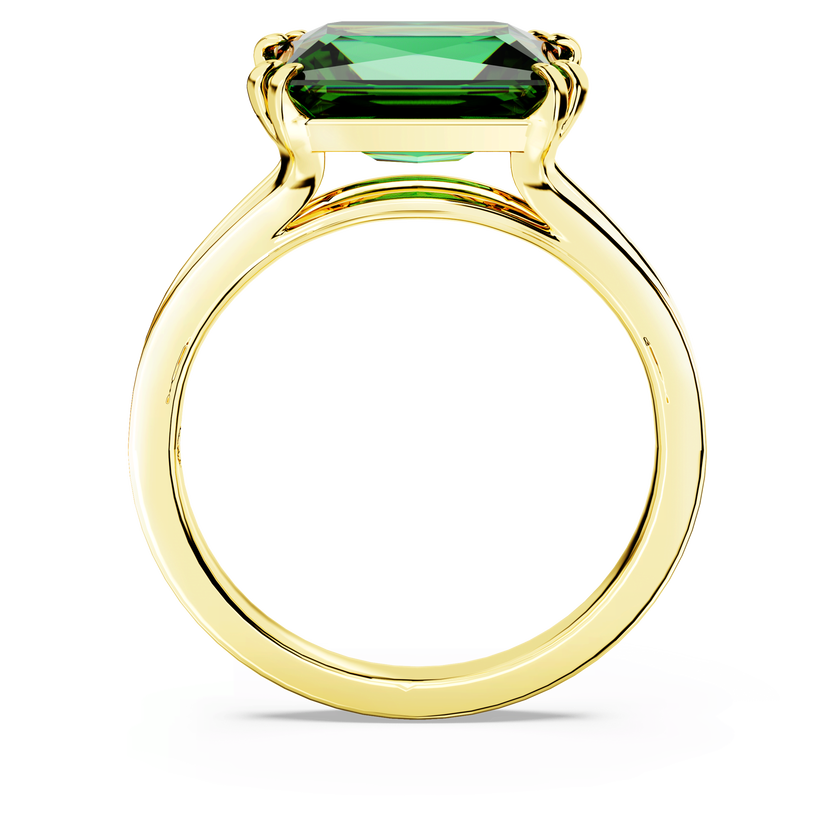 swarovski stilla cocktail ring  rectangular cut  green  gold tone plated