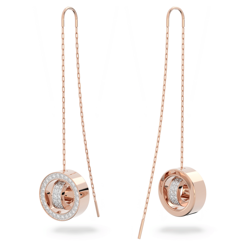 Hollow drop earrings, Long, White, Rose-gold tone plated | Swarovski UAE