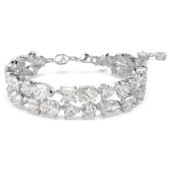 swarovski mesmera bracelet  mixed cuts  white  rhodium plated