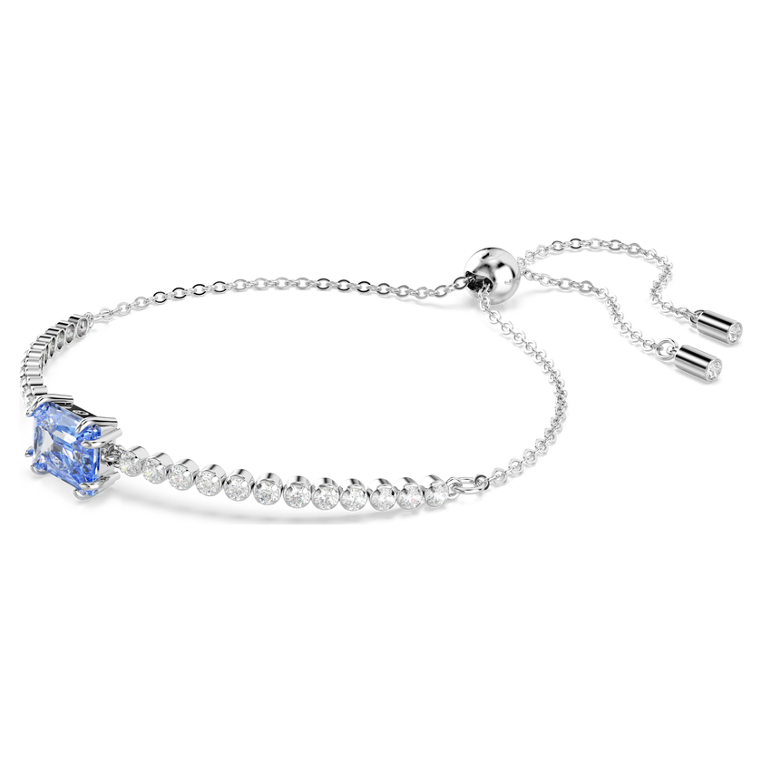 swarovski matrix tennis bracelet  mixed cuts  blue  rhodium plated