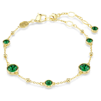 swarovski imber bracelet round cut green gold tone plated