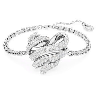 swarovski hyperbola bracelet  heart  white  rhodium plated