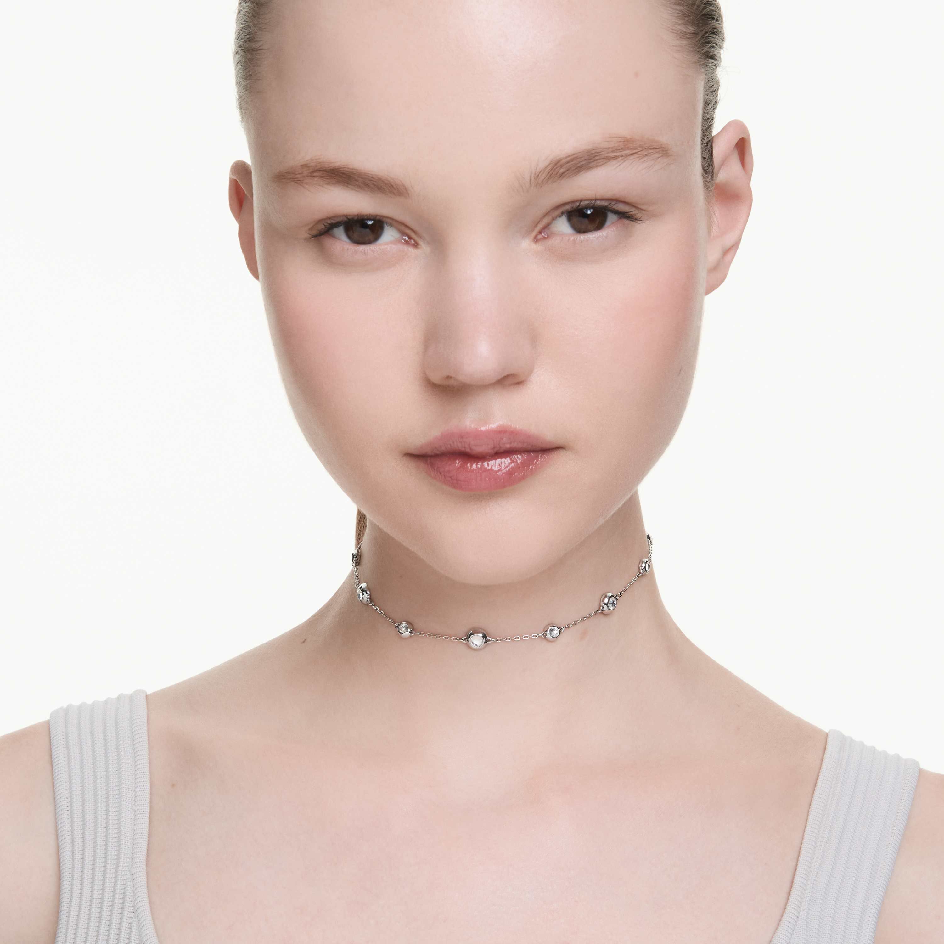 swarovski una angelic pendant  round cut  double sided motifs  white  rhodium plated