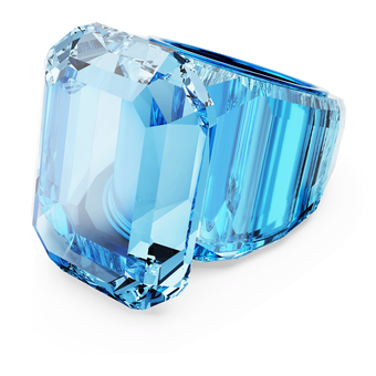 swarovski lucent cocktail ring octagon cut blue