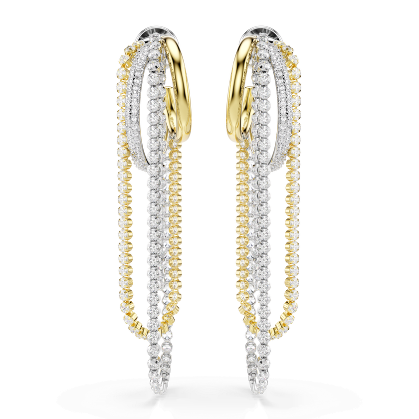 swarovski hyperbola earrings  layered  round cut  white  mixed metal finish