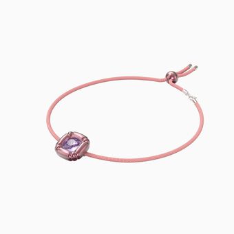 Dulcis necklace,  Cushion cut crystals, Pink, Rhodium plated