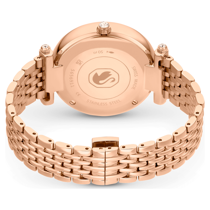 swarovski crystalline wonder watch  swiss made  metal bracelet  rose gold tone  rose gold tone finish