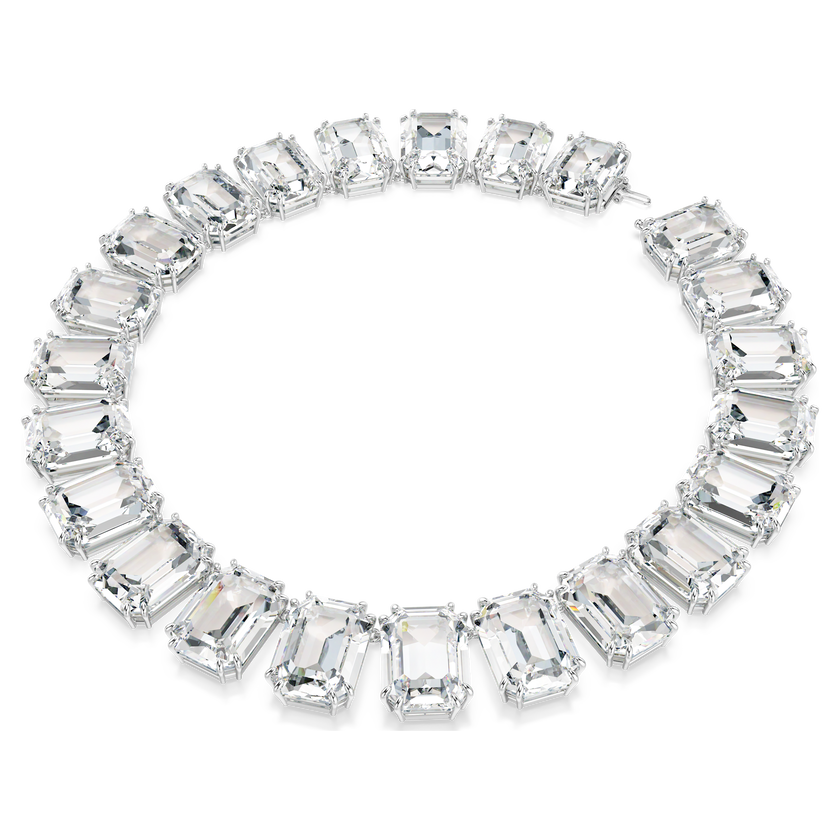 swarovski millenia tennis necklace  octagon cut  white  rhodium plated