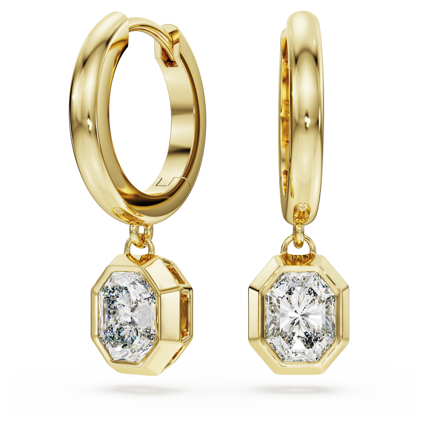 swarovski octagon drop earrings  lab grown diamonds 1 0 ct tw  octagon shape  18k yellow gold