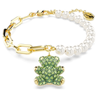 swarovski teddy bracelet bear green gold tone plated
