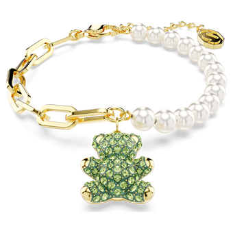 swarovski teddy bracelet bear green gold tone plated