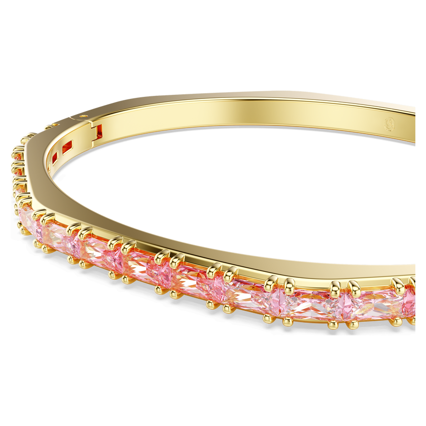 swarovski matrix bangle  baguette cut  pink  gold tone plated