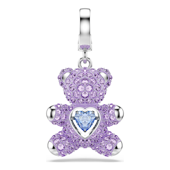 swarovski idyllia charm  mixed cuts  teddy  purple  rhodium plated