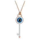 swarovski symbolica pendant evil eye and key blue rose gold tone plated