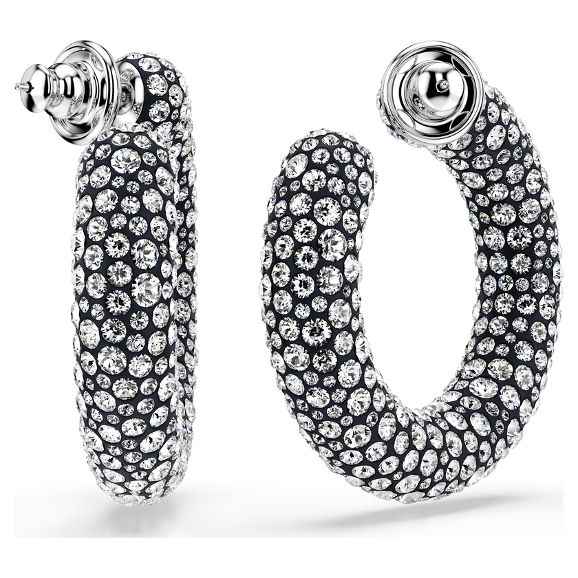 swarovski sublima hoop earrings  mixed round cuts  white  rhodium plated