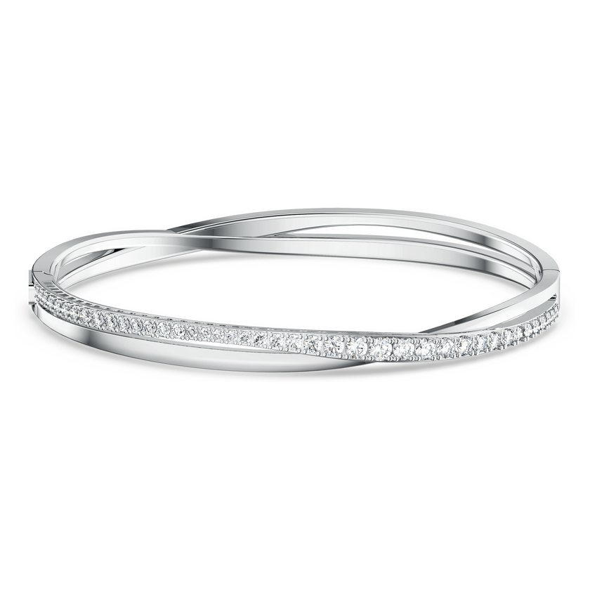 swarovski hyperbola bangle  white  rhodium plated