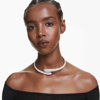 swarovski sublima necklace  crystal pearl  round cut  white  rhodium plated
