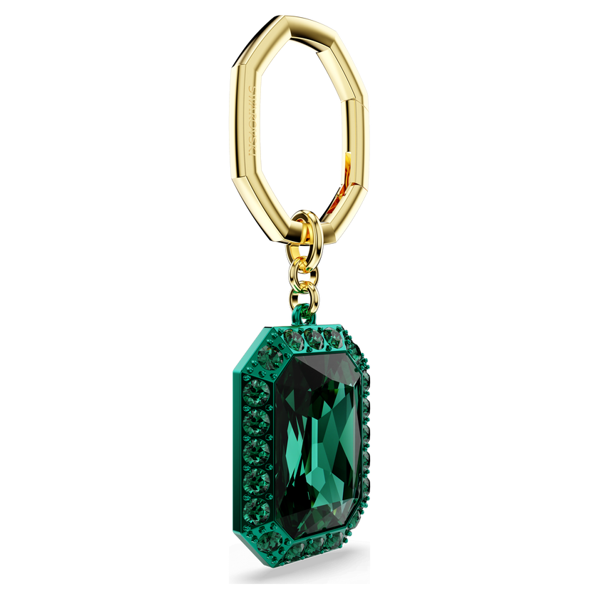 swarovski key ring  octagon cut  green  mixed metal finish
