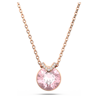swarovski bella v pendant round cut pink rose gold tone plated