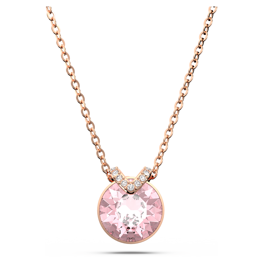 swarovski bella v pendant  round cut  pink  rose gold tone plated